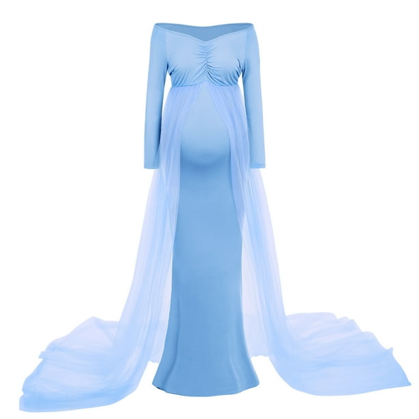 slim fit dress slacks Aqua Blue Lace Baby Shower, Evening, Formal Maternity Dress Medium / Aqua