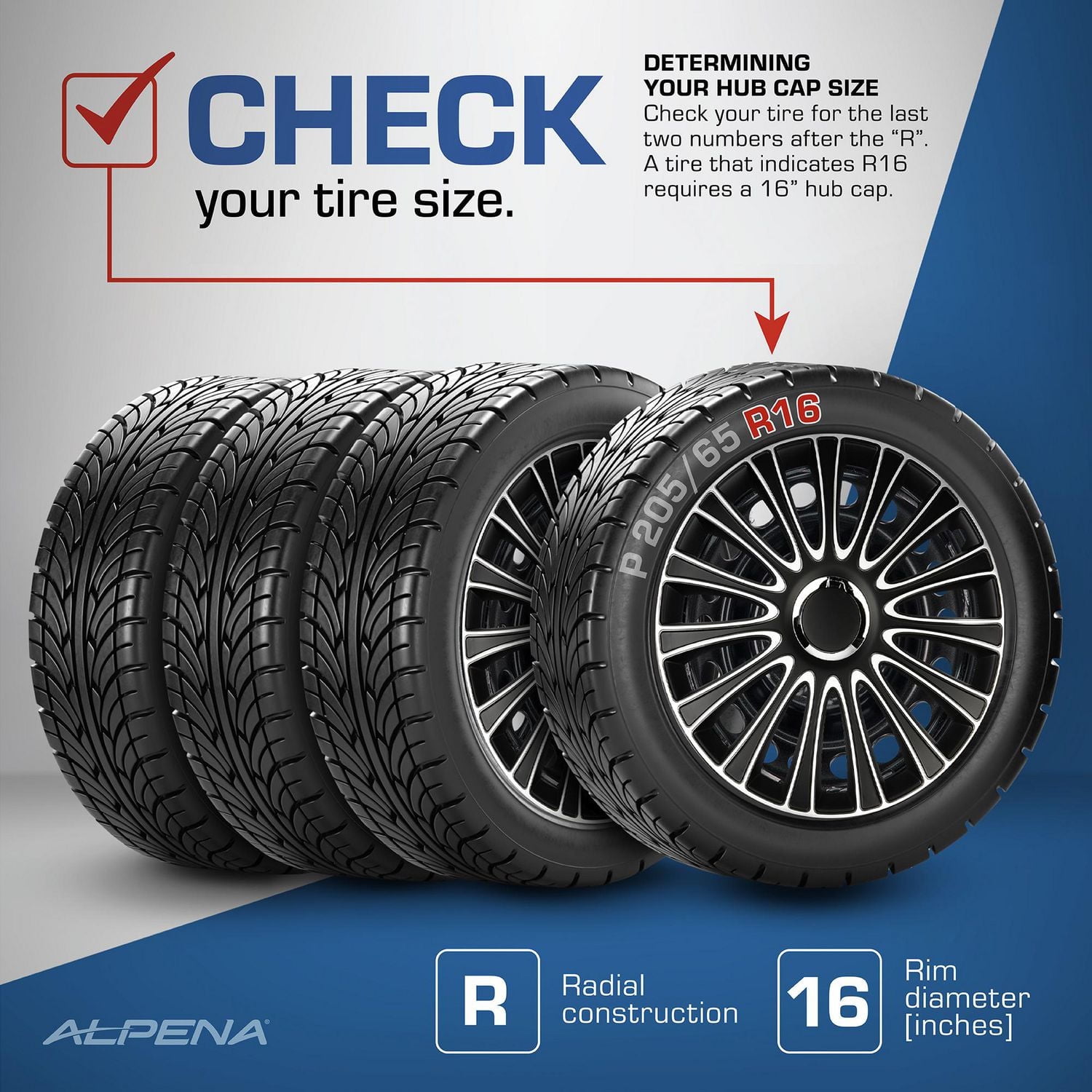 Alpena Enjoliveurs de roue Le Mans, 16 po, argenté - ensemble de 4