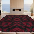 thumbnail image 2 of Design&I 8'x10' Washable Area Rug Mirrored Scroll Baroque Bathroom Frame Ornate Gothic Damask Insect Playful for King Size Bedroom, Under Bed, Sleek Flatweave Pet Friendly, 2 of 7