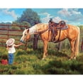 thumbnail image 1 of Oil Paint By Numbers Feeding Horse Girl Frameless Picture Craft Kit for Home, 1 of 9