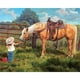 thumbnail image 1 of Cuadros Decorativos Pintura al óleo por números alimentando a caballo niña sin marco Kit de manualidades para el hogar Likrtyny embutido en tela, 1 of 9