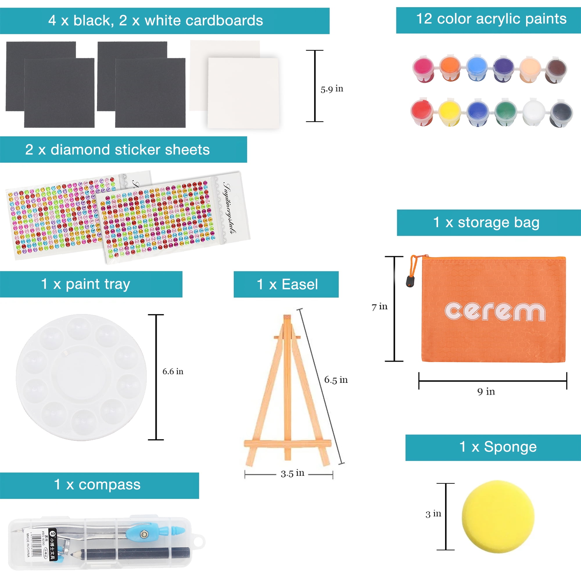 Cerem Mandala Dotting Tools Kit with Acrylic Paints & Stencils for DIY Rock Painting, Zen Therapy & Mindfulness