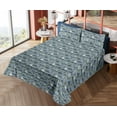 thumbnail image 4 of Ambesonne Nature Fitted & Flat Sheet with Sham 3 Pcs Set, Forest Mountain Landscape, Twin XL, Slate Blue and Reseda Green, 4 of 5