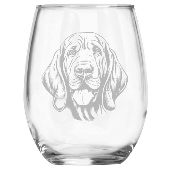 Bloodhound Breed Themed Engraved Stemless Wine Glass, Unique Pet Gift for Bloodhound Mom/Dad, Dog Lover Gifts for Her/Him