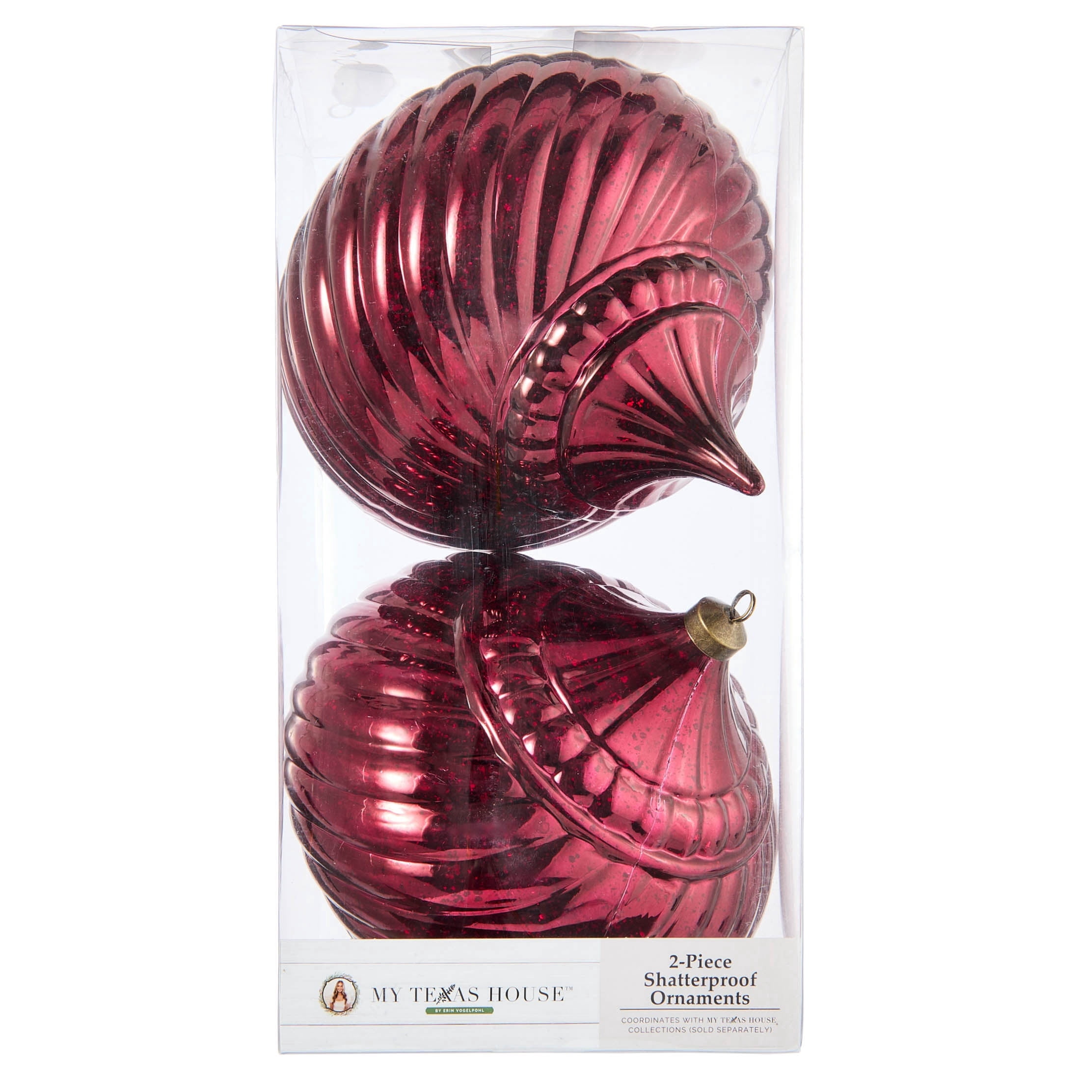 My Texas House Burgundy Finial Christmas Ornaments 2-Pack photo 6