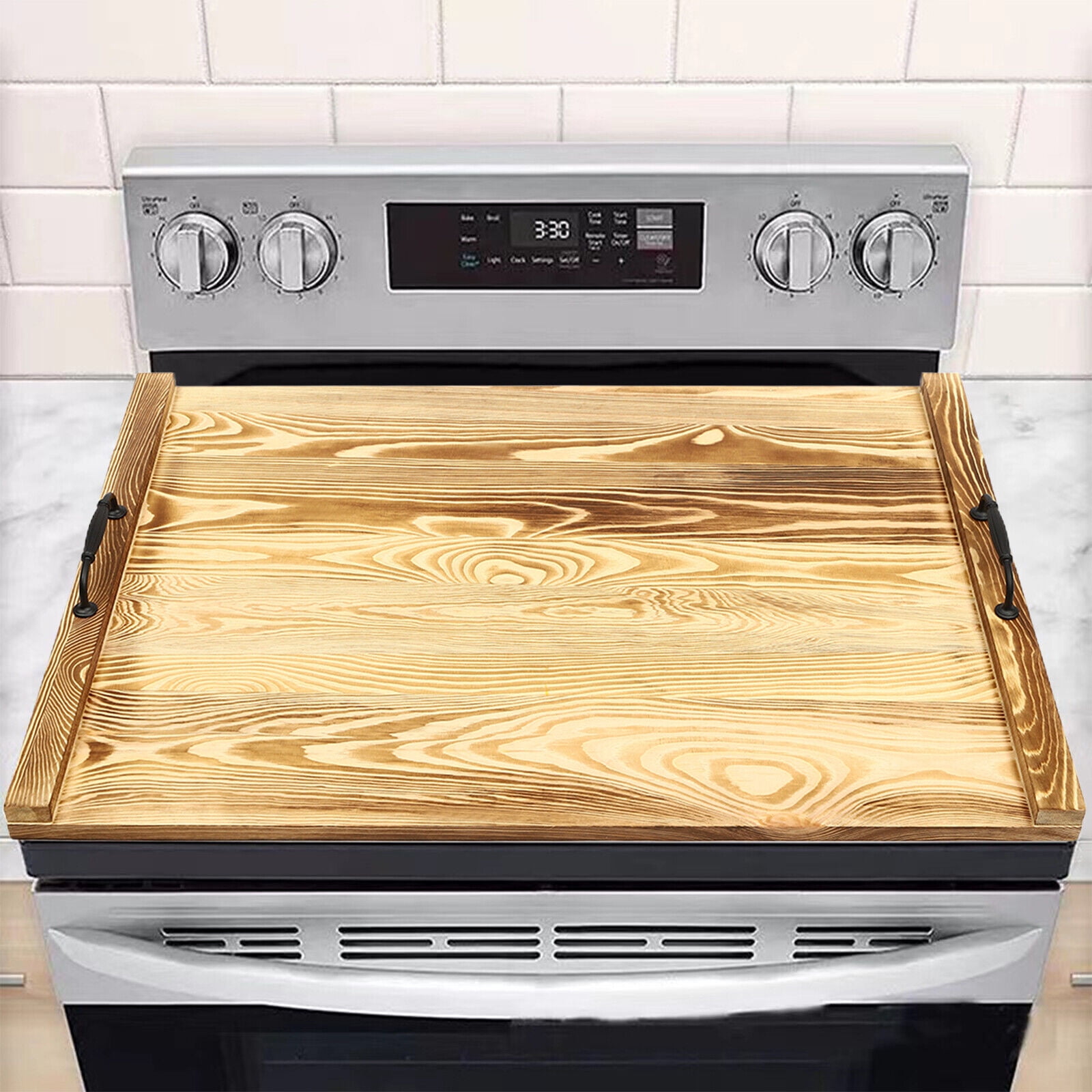 Miumaeov Noodle Board Stove Cover 30 x 22 Inch Wood Stove Top Cover Wooden Stovetop Cover For Counter Space Burner Sink RV