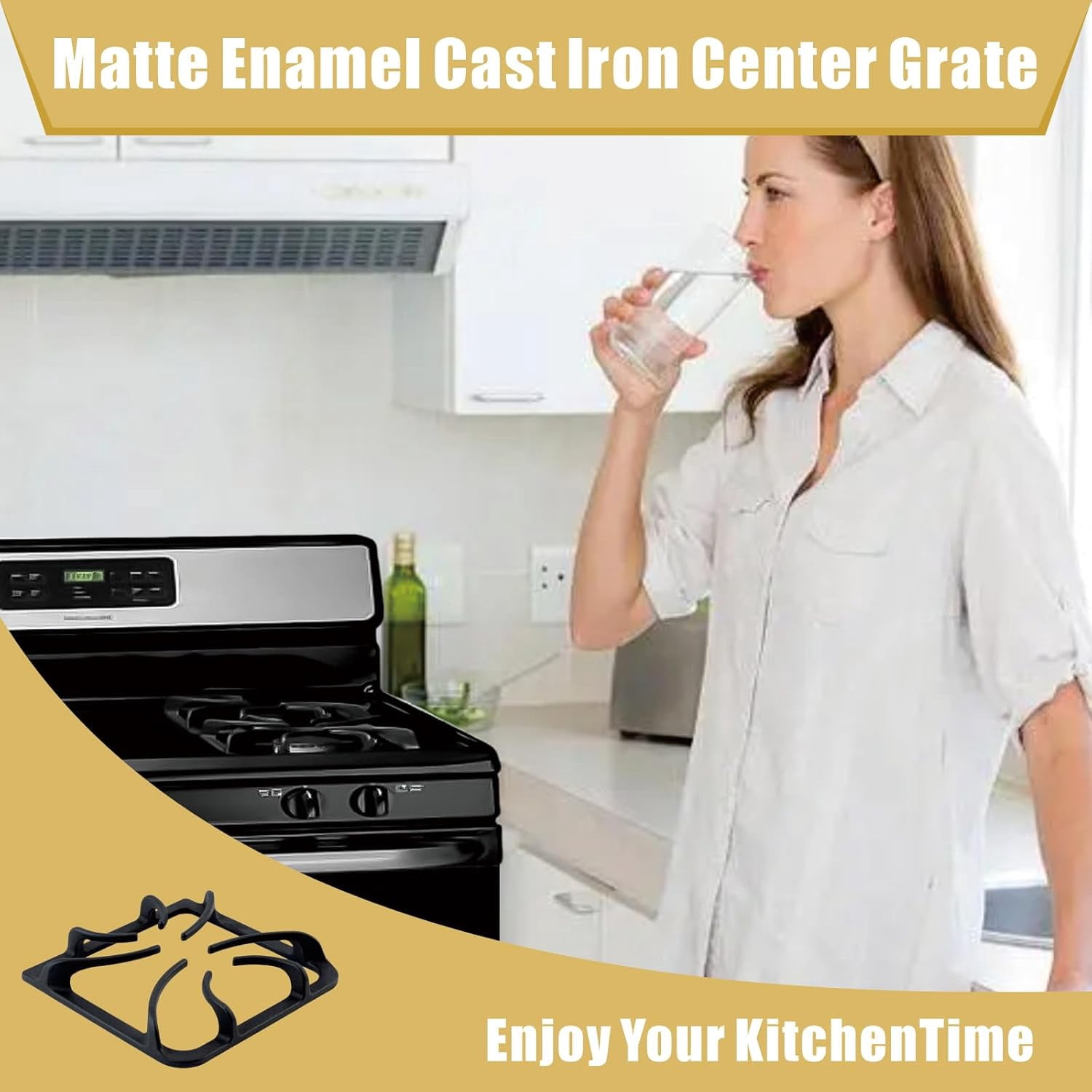 Upgraded 316202405 Cast Iron Stove Burner Grate Set for Frigidaire Kenmore Gas Ranges, Gas Stove Burner Grates Replacement Parts, 8.8 x 8.8 Inch Grates 4 Pcs