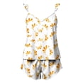 thumbnail image 4 of QINGFSAP Womens Pajama Sets Ruffle Cami Top and Shorts 2 Piece Lounge Set Sleepwear Summer Comfy Cute Pajama for Women, 4 of 6