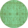 thumbnail image 1 of Ahgly Company Machine Washable Indoor Round Abstract Turquoise Blue Modern Area Rugs, 6' Round, 1 of 4