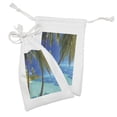 thumbnail image 2 of Ocean Fabric Pouch Set of 2, Image of a Tropical Island Beach Theme the Palm Trees and Clear Sea Print, Small Drawstring Bag for Toiletries Masks and Favors, 9" x 6", Turquoise Blue, by Ambesonne, 2 of 2