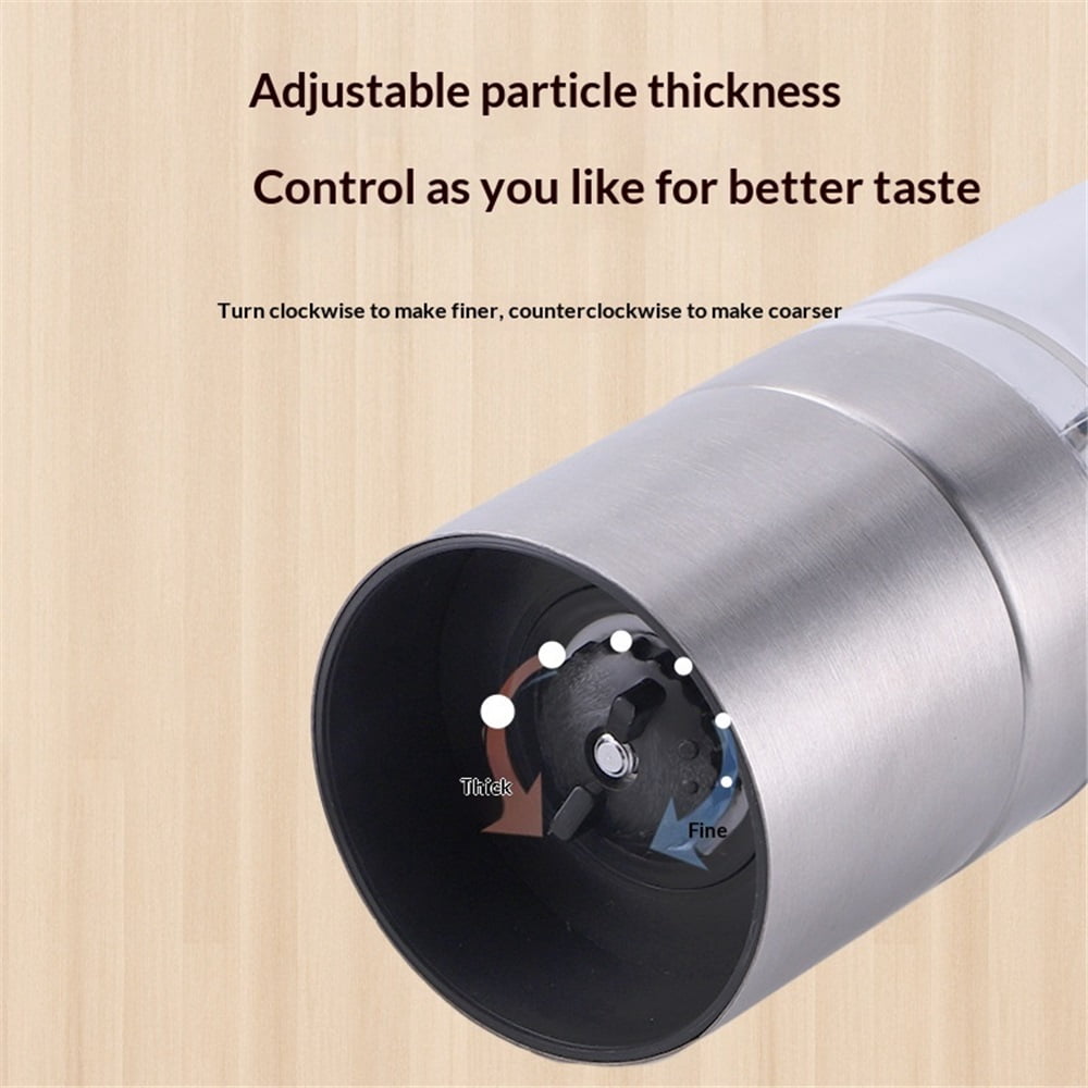 Pure Salt and Pepper Combo Mill - Stainless Steel Salt & Pepper Mill - Handy Salt & Pepper Grinder - Stainless Steel