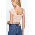 thumbnail image 4 of Short Sleeve V-neck Front Knot Detail Sweater Knit Crop Top, 4 of 5