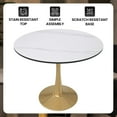 thumbnail image 6 of LeisureMod Round Dining Table Modern 31" Sintered Stone Tabletop with Gold Steel Pedestal Base for Kitchen and Living Room Bristol Series in Natural Wood, 6 of 10