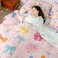 thumbnail image 5 of Manfei Colorful Bow Bed in a Bag Queen size, Kawaii Princess Bedding Sets Queen Size, Cartoon Ribbon Reversible Bedding Queen Size, Ultra Soft Bedroom Decor, 7 Pieces, 5 of 8