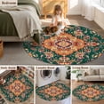 thumbnail image 5 of Round Rugs 5Ft, Bohemian Floral Round Area Rug Washable Indoor Throw Carpet, Abstract Retro Flowers Texture Soft Non Slip Circle Rug for Cabinet Bathroom Home Decor Aesthetic, 5 of 8