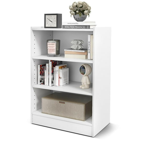 Giantex 3-Cube Bookcase, Open Bookshelf w/Adjustable Shelves & Anti-Tipping Device, Small Wood Cube Storage Organizer