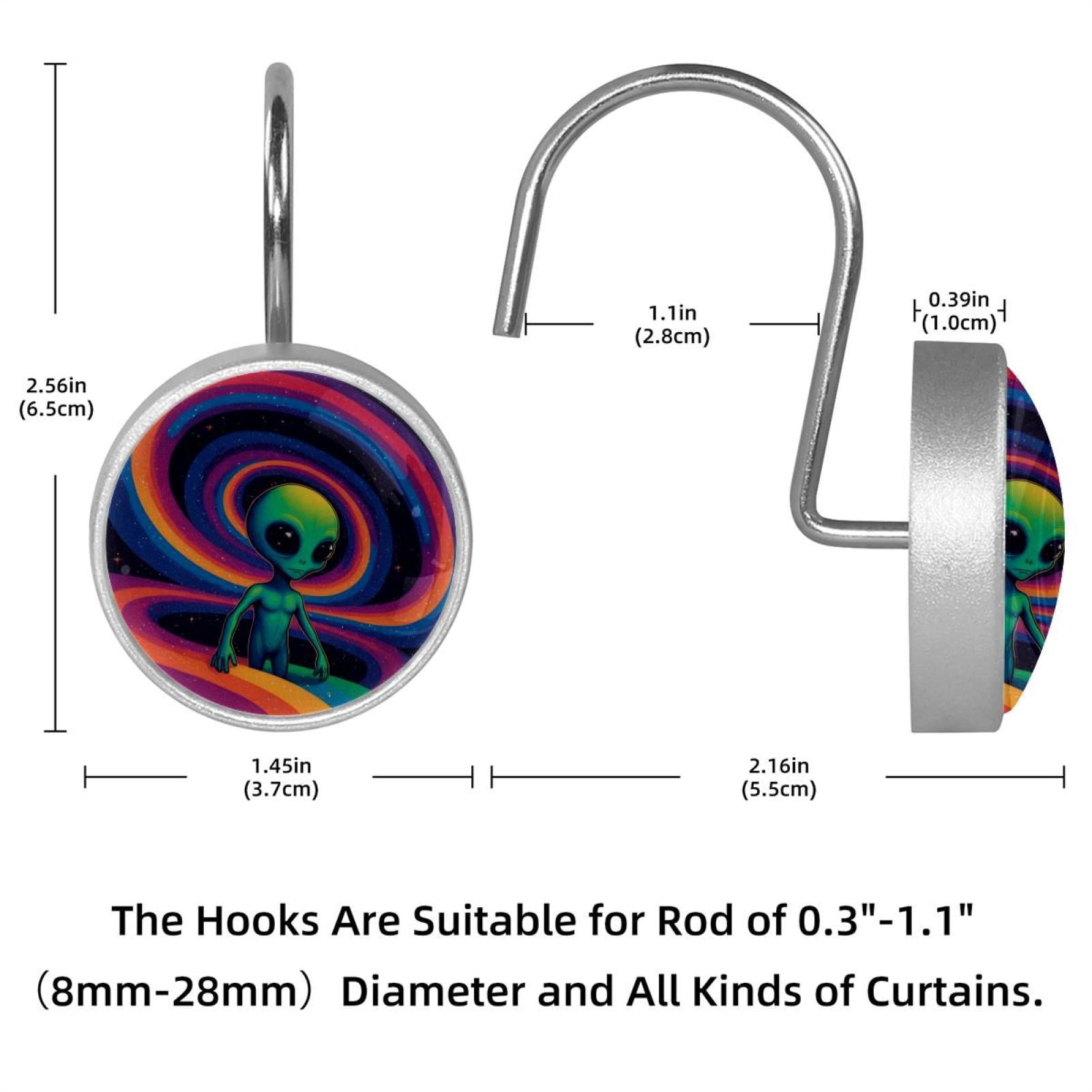 HemaKayy 12 Pcs Shower Curtain Hooks Bathroom Decorative Accessories Lost in Contemplation Green Alien