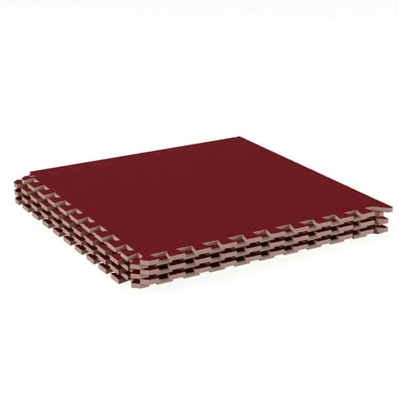 Foam Mat Floor Tiles Interlocking Eva Padding With Soft Carpet Foam Mat Floor Tiles Interlocking Eva Padding With Soft Carpet Top For Exercise Yoga Kids Playroom Garage Basement 6 Pc Set By Stalwart Red