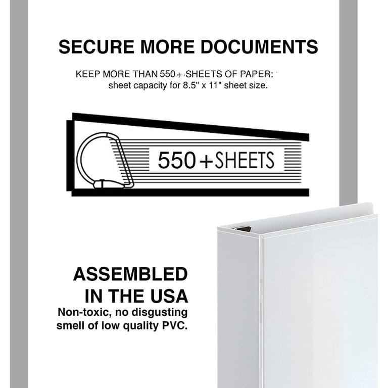 Heture 0.5 Inch 3-Ring Binders, 12 Pack – Clear View, Holds 100 Sheets, PVC-Free, For School & Office