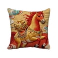 thumbnail image 2 of Uuiauoio Chinese Happy Lunar New Year Spring Festival Throw Pillow Cover, 18 x 18 Inch Year of The Horse Holiday Cushion Case Decoration for Sofa Couch Home Decor, 2 of 6