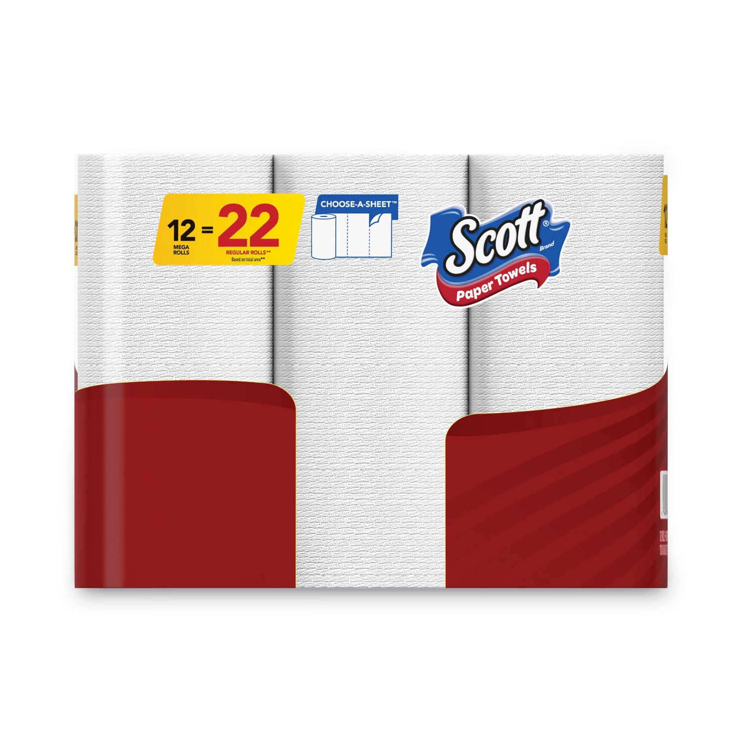 Choose-A-Sheet Mega Kitchen Roll Paper Towels, White, 1-Ply, 6.5 x 11, 102 Sheets/Roll, 12 Rolls/Pack