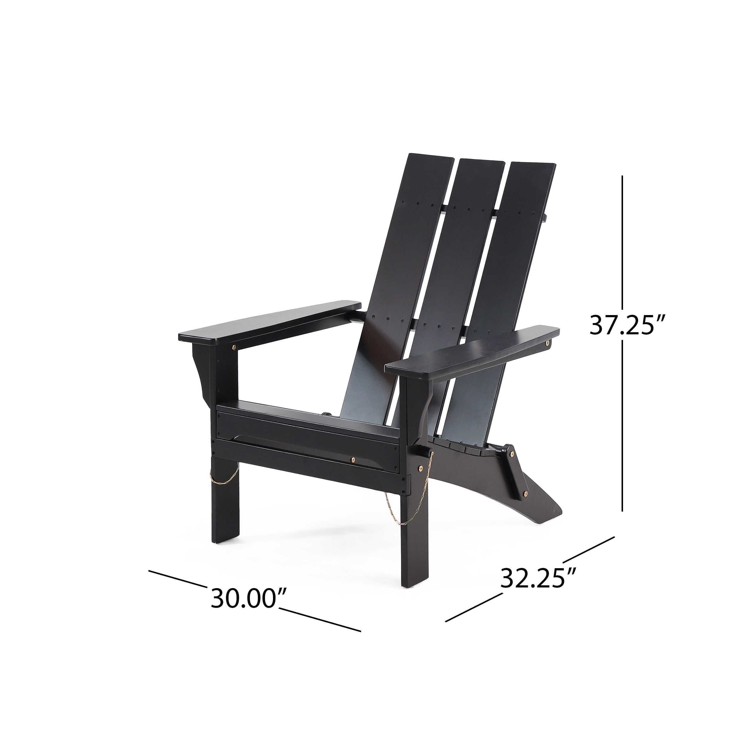 Eliphaz Acacia Wood Outdoor Foldable Adirondack Chairs, Set of 2, Black