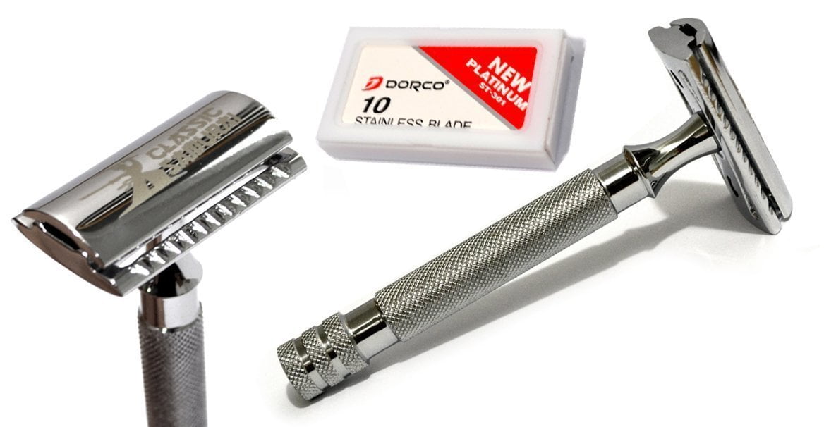 Classic Samurai CS201 Heavy Duty Long Handled Safety Razor with 10