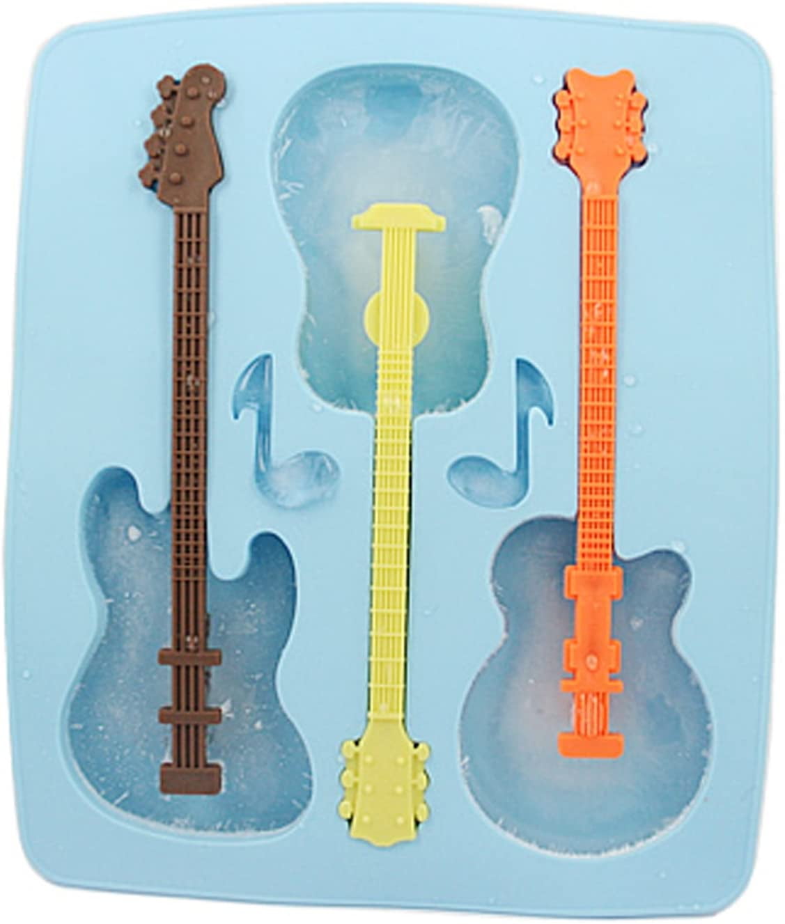 SILICONE GUITAR ICE CUBE TRAY Novelty Flexible Mould/Mold Music Mens/Ladies Gift 