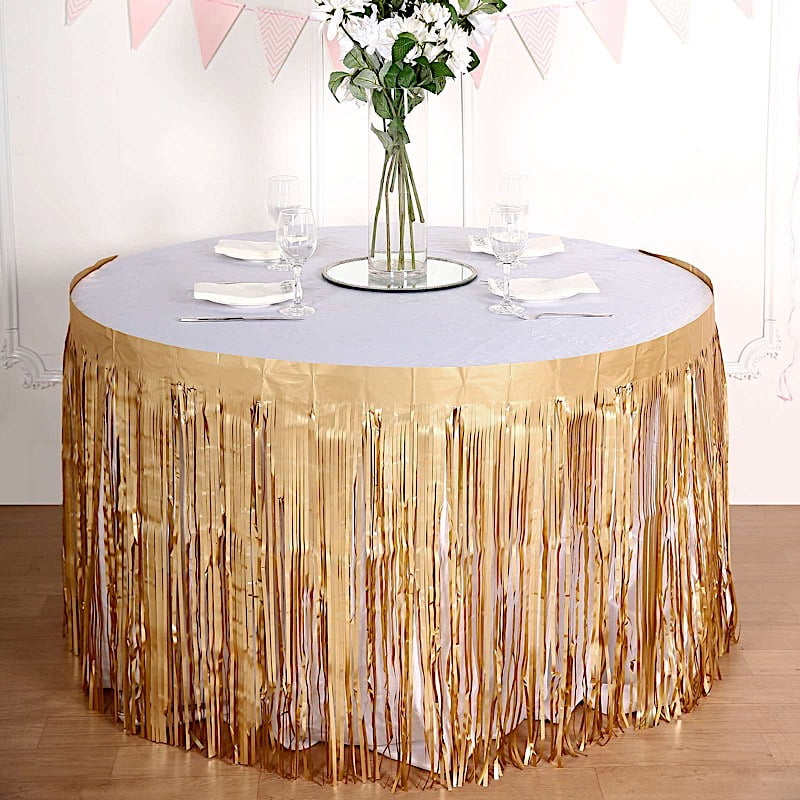 Metallic Royal Blue Fringed Table Skirt Party decoration 29" x 14Ft 1 Piece 