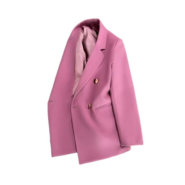 Fashnice Veste d'Extérieur pour Femmes, Blazer à Double Boutonnage, Cardigan Décontracté pour Bureau, Violet Rose TP
