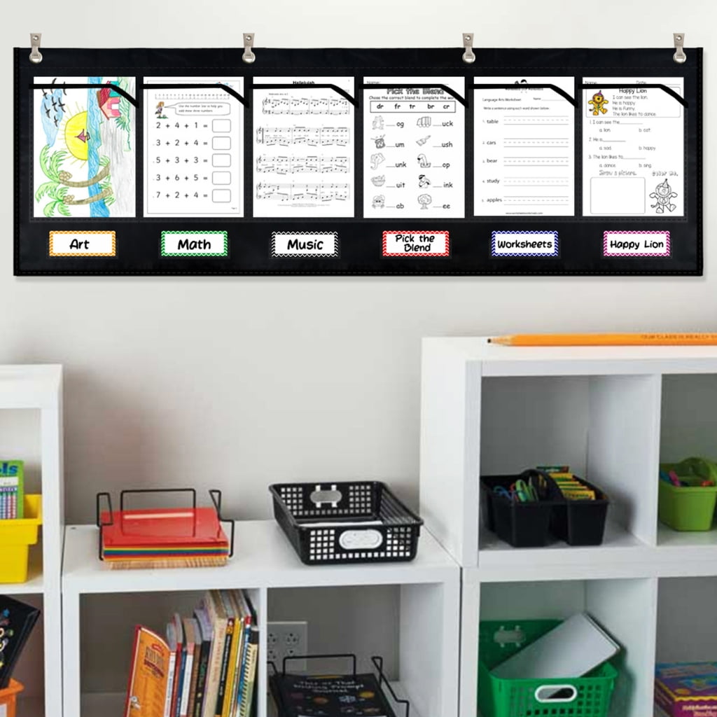 Milue File Organizer Chart Pocket Wall Storage Pocket Chart for Student Homework