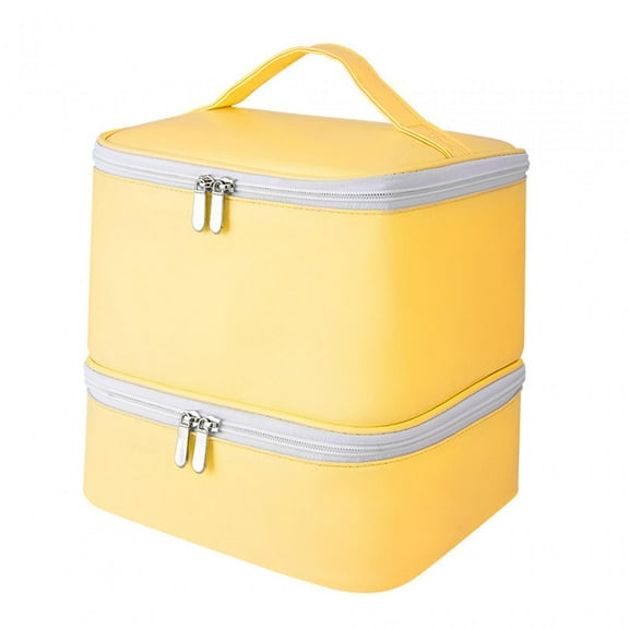Stgfyxgs Nail Polish Carrying Bag Nail Kits Organizer Reinforced Stitching Professional Double Layer Portable for Camping Outdoor Home yellow