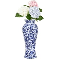 Chinoiserie Vase,8.2 Inch Vintage Ceramic Oriental Vase,Blue and White Vases for Centerpiece,Porcelain Vases for Coffee Table,Entryway,Farmhouse,Living Room,Home Decor (Bule&White, 8.2in)