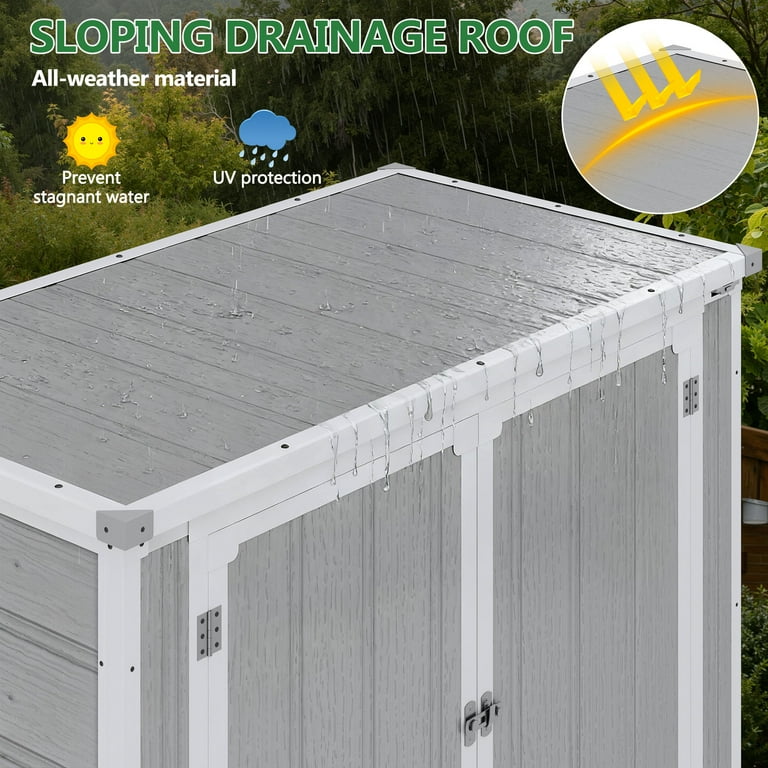 Seizeen Trash Shed, Outdoor Plastic Resin Garden Storage, Lockable