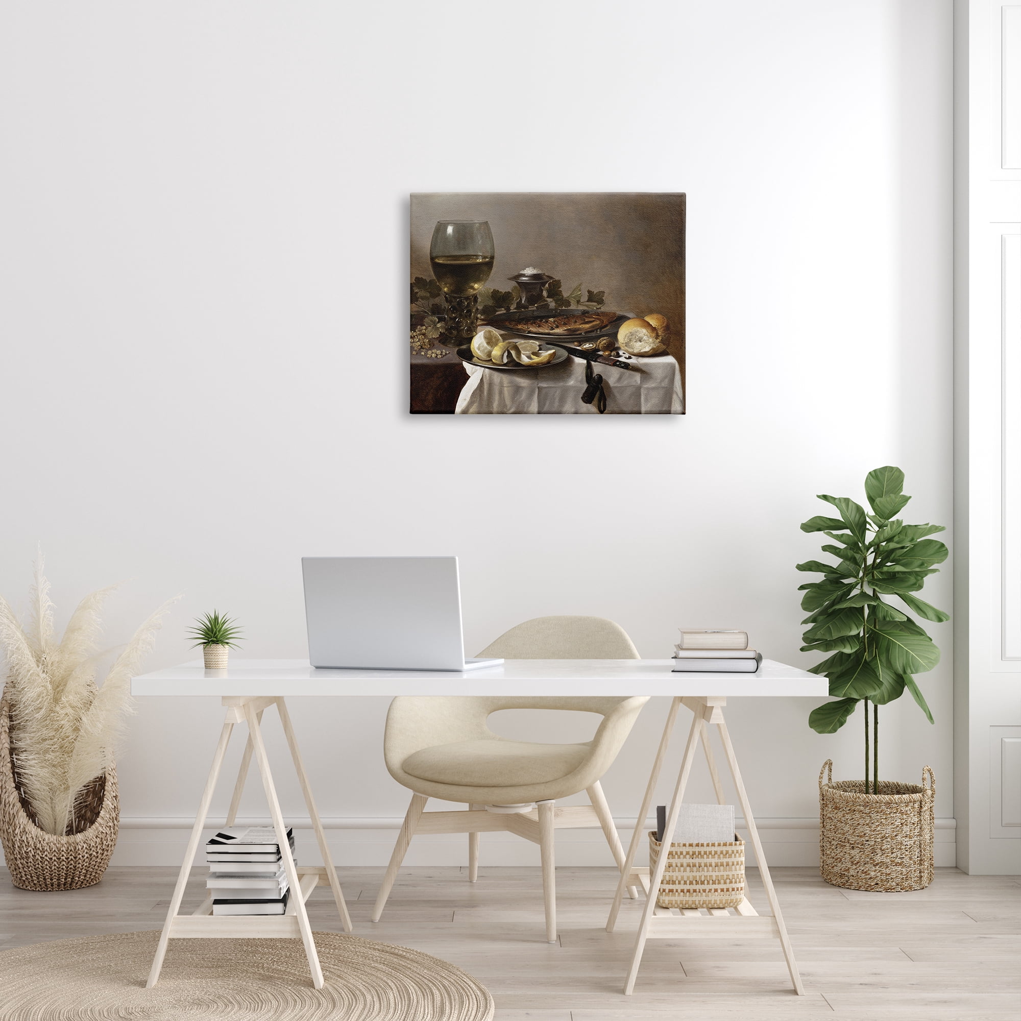 Stupell Industries Still Life with Herring Wine and Bread Pieter Claesz Painting Painting Gallery Wrapped Canvas Print Wall Art, Design by one1000paintings
