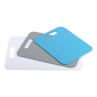 JoyJolt Plastic Cutting Board Set. White and Blue Cutting Boards for Kitchen Dishwasher Safe with Handle. Non Slip Large and Small Chopping Board