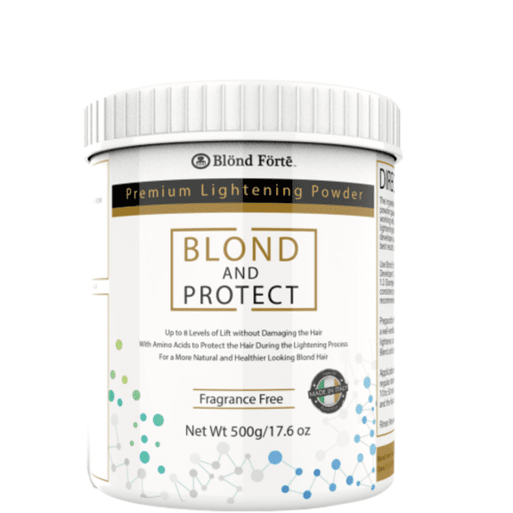 Blond Forte 1.1 Pound Tub 8 Level of Lift Bleaching Powder/Lightener with Amino Acids (500 ml/17 Oz) – White Powder