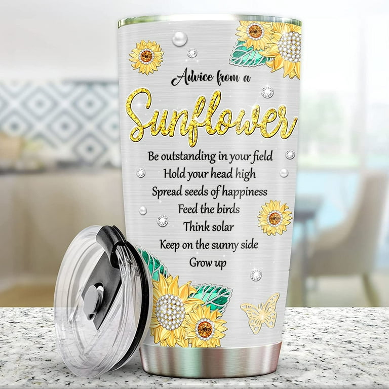 Sunflower Wine Water Tumbler Gift Set – Squishy Cheeks