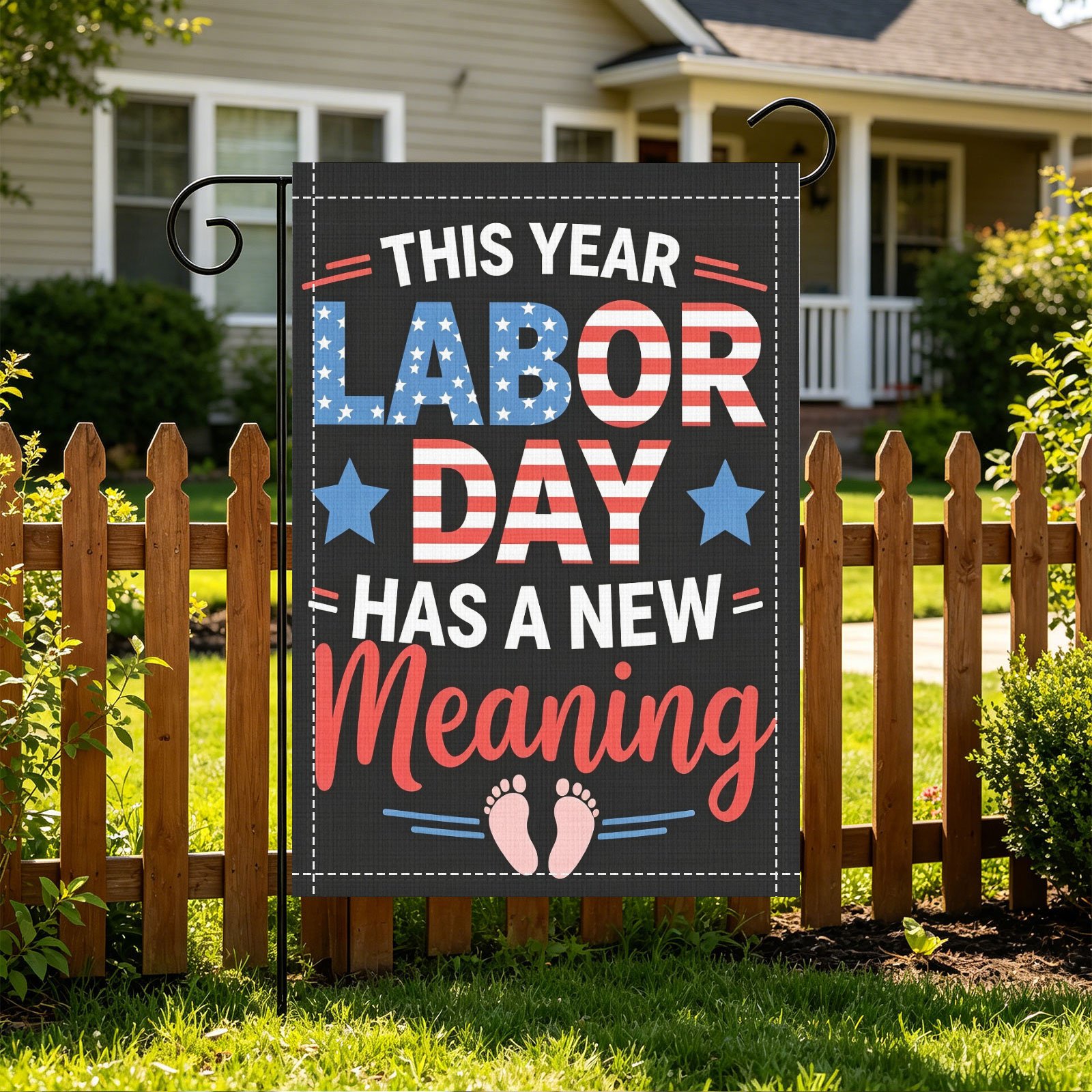 Vintage Patriotic Text Quote Labor Day Garden Flag,12x18 Inch,Double Sided Printed,Outdoor Yard Decor,No Flagpole