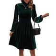 thumbnail image 2 of Mengpipi Womens Velvet Dresses Long Sleeve Mock Neck Wedding Guest Fall Formal Dress, S-XL, 2 of 5