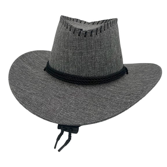 Fewfanhot Men's & Women's Lightweight Straw Weave Cowboy Hat with Braided Rope Band, Adjustable Chin Strap Wide Brim Sun Hat for Beach and Summer Outdoor Activities