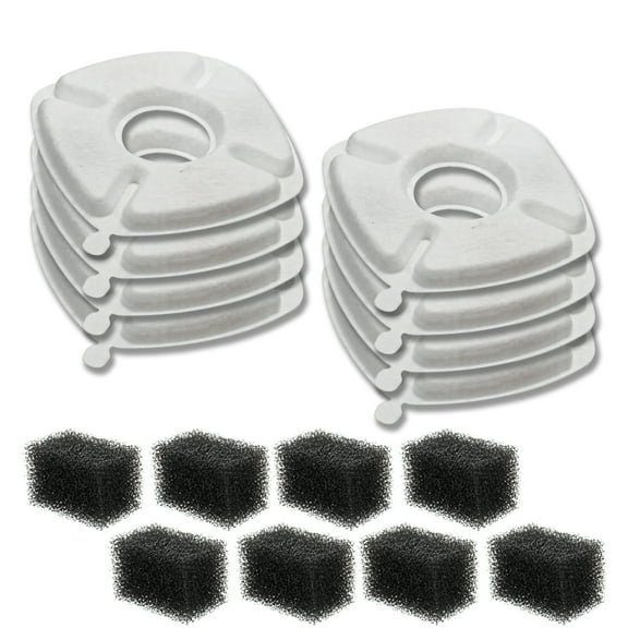 16Pcs Pet Fountain Filters Replacement Compatible with 95Oz/2.8L Dog Water Fountain, Cat Water Fountain Filters(8 Carbon Filters 8 Sponge Filters)