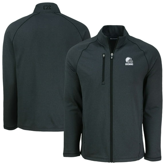 Men's Cutter & Buck Heather Black Cleveland Browns Peshastin Eco Fleece Recycled Full-Zip Jacket