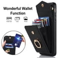 thumbnail image 3 of for iPhone 8 Plus / iPhone 7 Plus Wallet Case, Back Card Slots/Bag Magnetic Button Ring Holder Stand Cover with RFID Blocking Wrist Hand Strap Luxury PU Leather Anti-Shocks Case,Black, 3 of 9