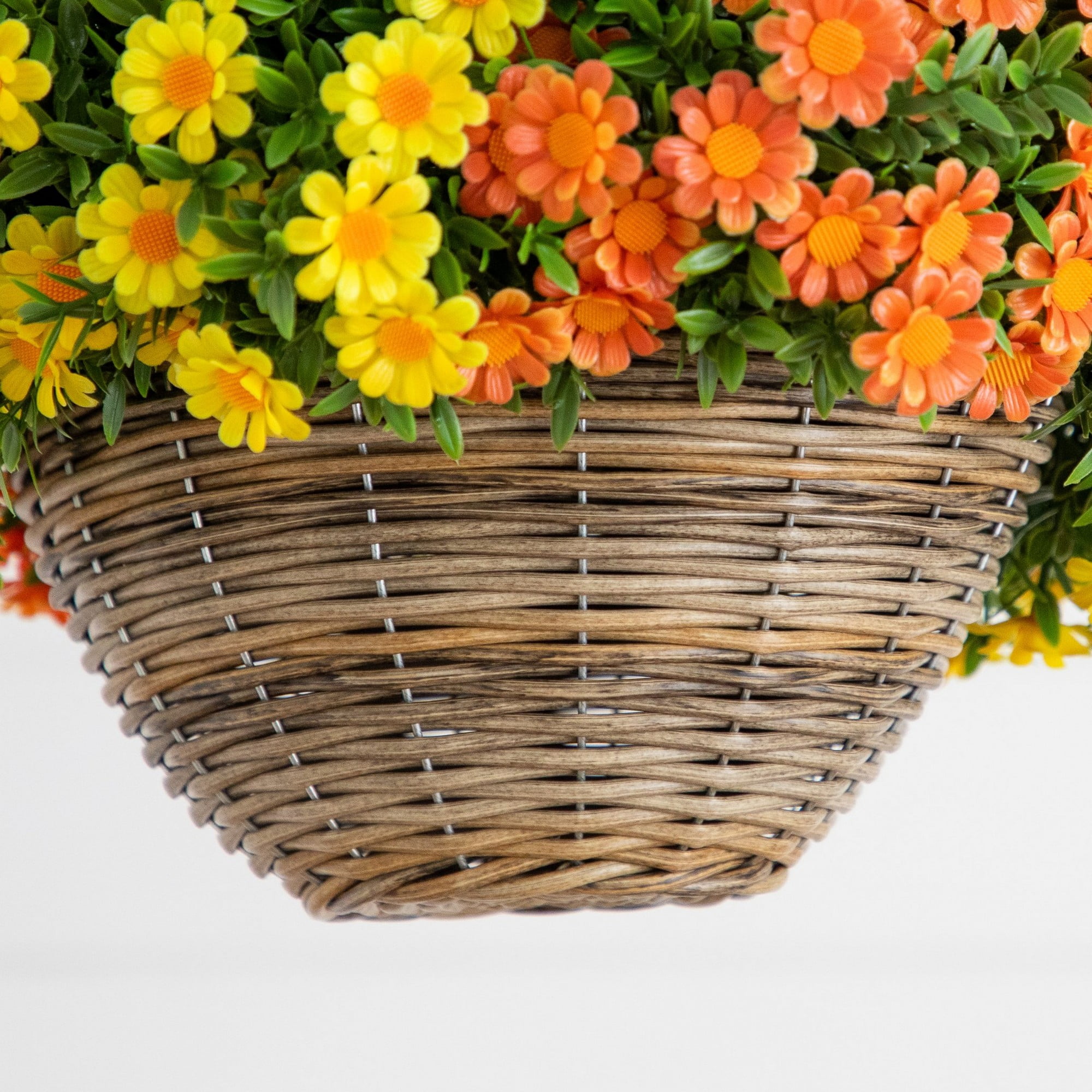 22in. UV Resistant Autumn Artificial Fall Mixed Daisy Hanging Basket (Indoor/Outdoor)