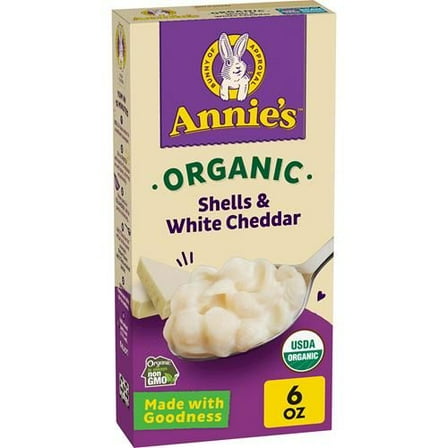 Annies Organic Macaroni And Cheese, Shells And White Cheddar, 6 Oz - Pack of 2