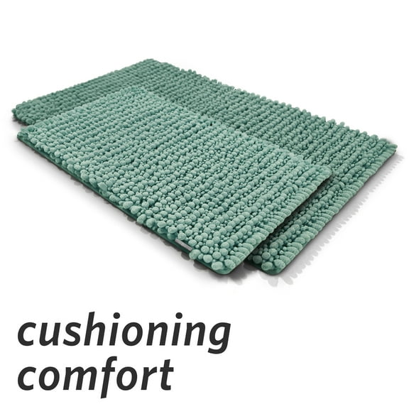 Microdry Chenille-Infused Memory Foam Bath Mat Set, Aqua (2-Piece)