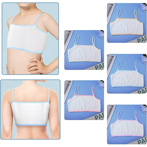 5 Pieces Girls Bras Cotton Strap Training 10-14 Years Old Protector  Brassiere Jogging Sleep Seamless Crop Top Vest Wireless Teenagers Underwear