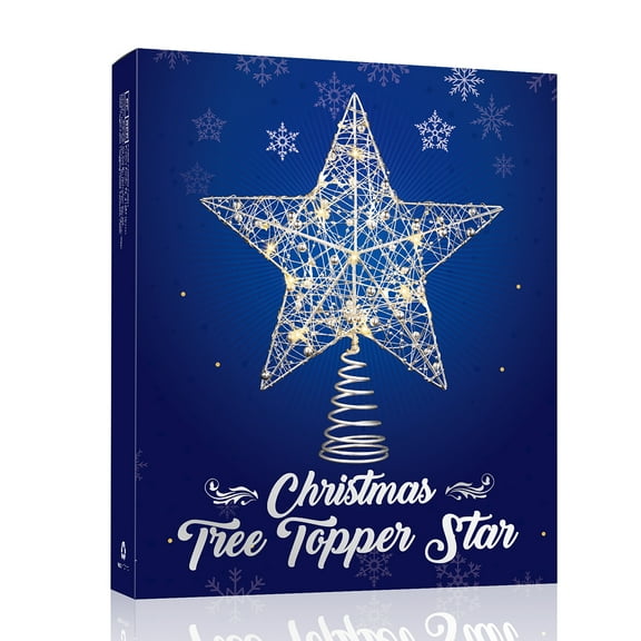 OULII Star Shaped Christmas Treetop Light with 20 Warm White LED Lights for Parties