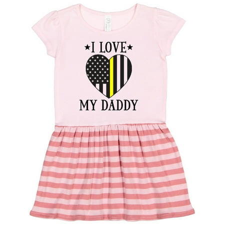 

Inktastic Dispatcher Daddy Gold Line Emergency Gift Toddler Girl Dress